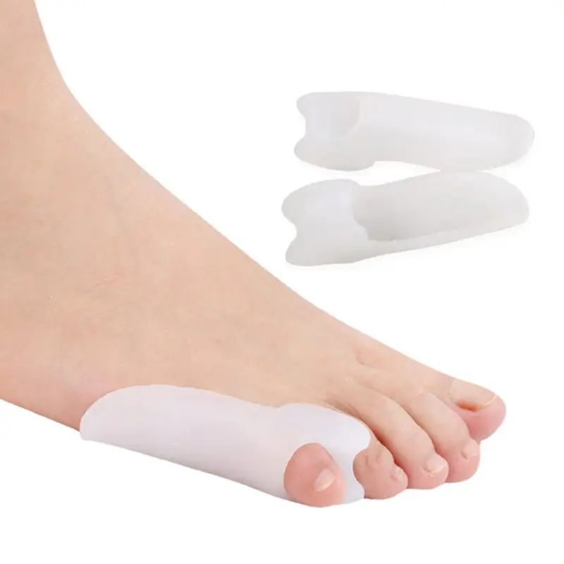 

2pcs Toe Separator Small Thumb Foot Care Silicone Soft Valgus Bunion Protector Adjuster Health Pad Cushion Skin Color/White