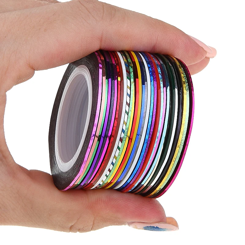 

30pcs/pack 2m Rolls 3D adhesive Striping Tape Line Set Nail Art Decoration Mixed Colors Sticker Decals 3D DIY Fashion Decal Kits