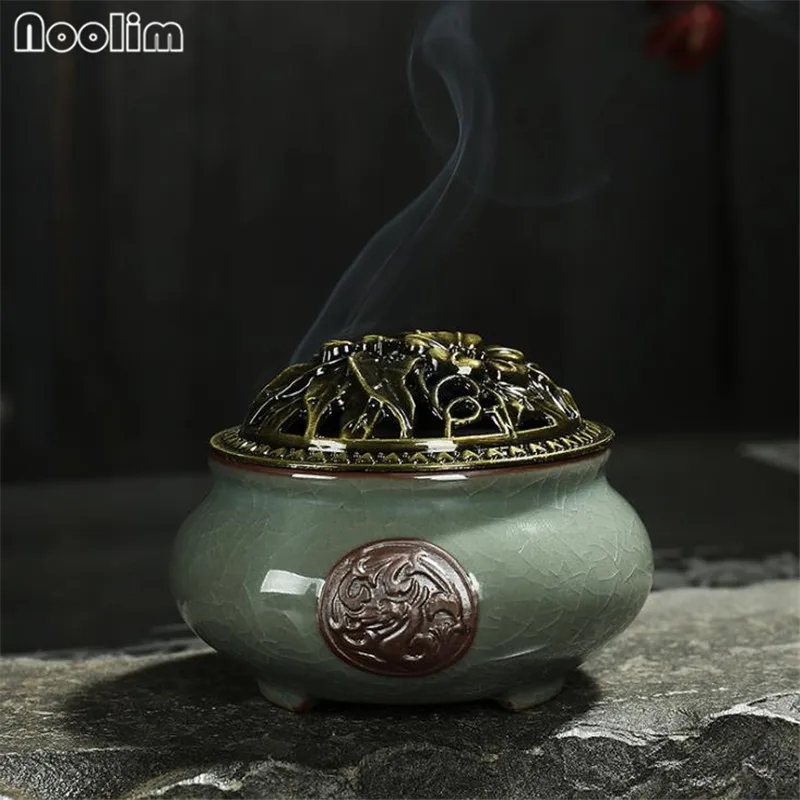 

Celadon Porcelain Censer Ceramic Mosquito Repellent Incense Burner Classical Living Room Decor Ice Crack Incense Holder