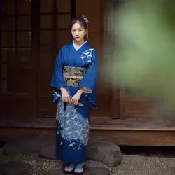 Роскошное традиционное японское кимоно платье косплей Женский юката женский haori японский костюм гейши obi японское азиатское платье