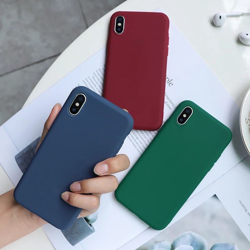 Матовый красочный чехол для телефона iPhone 7 Plus 8 6 6S 9 10 XS Max XR X простой карамельного