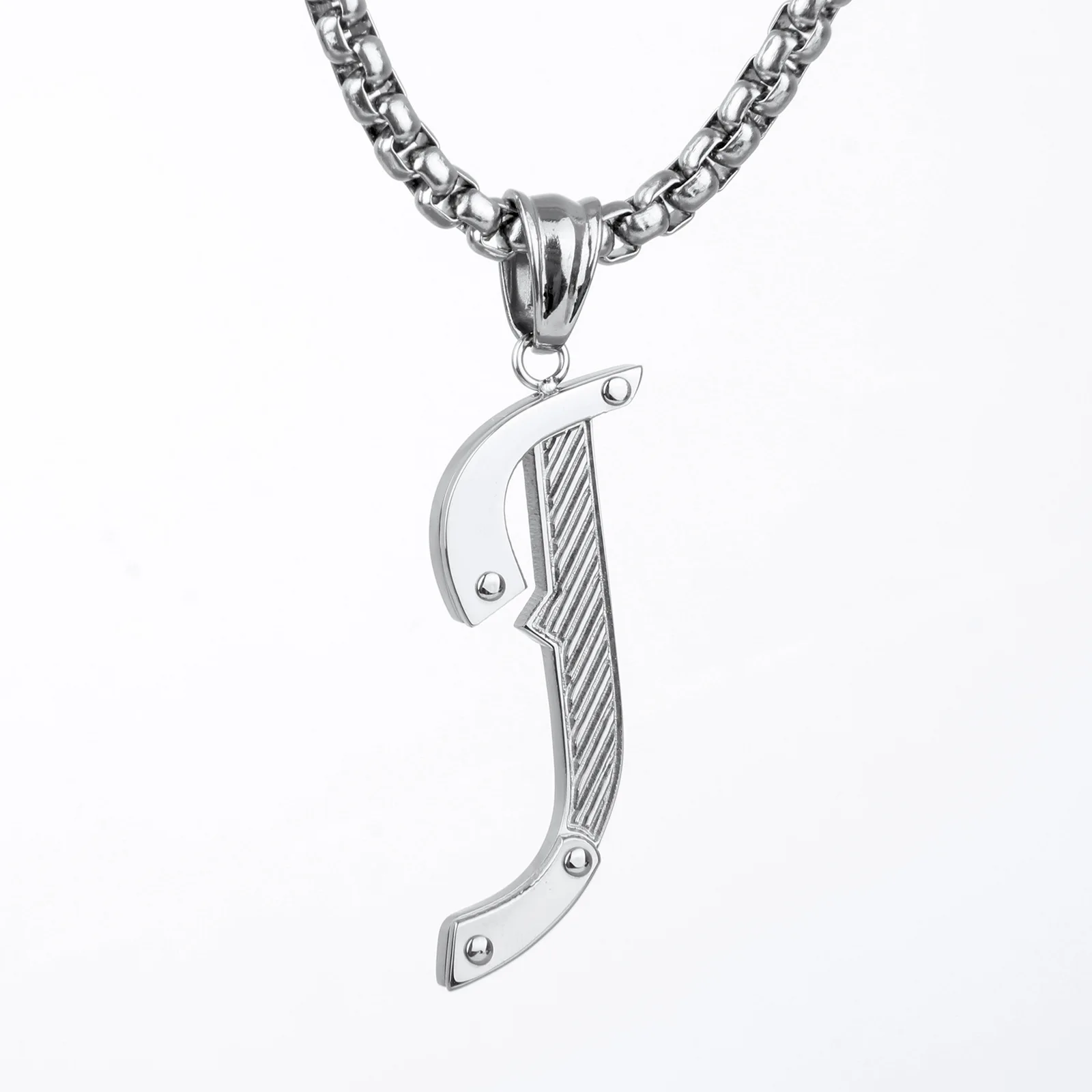 Titanium Steel Letter J Necklace Metal Jewelry Wholesale Pendant