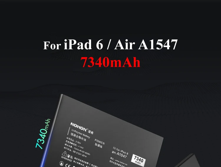 Nohon Battery For iPad 6 Air 2 A1547 7340mAh A1566 A1567 Li-polymer Tablet Bateria +Free Tools For Apple iPad Air2 iPad6 Battery Details (08)