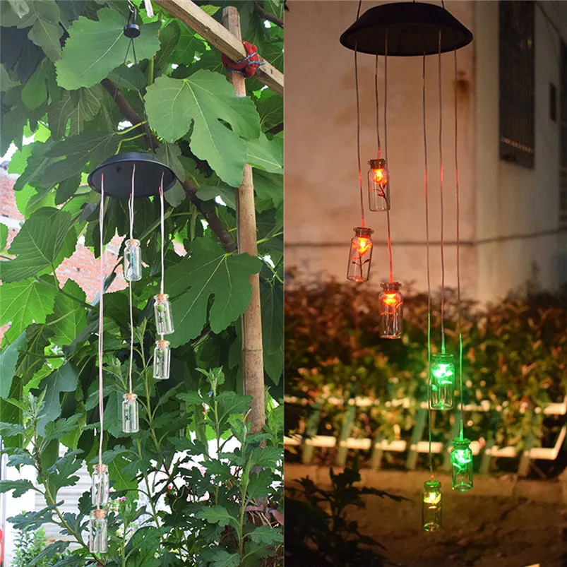 Solar Color-Changing Wind Chime Light LED Garden Hanging Spinner Lamp Color Changing Wind Chime Light Luces 40JUN255