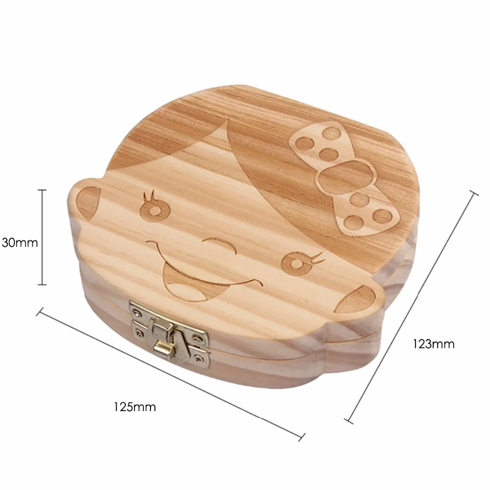 Tooth Box Spanish/ English/ Dutch/ Portugal /French/ Poland/ Baby Wood Tooth Box Organizer Milk Teeth Storage Collect Box best newborn photography