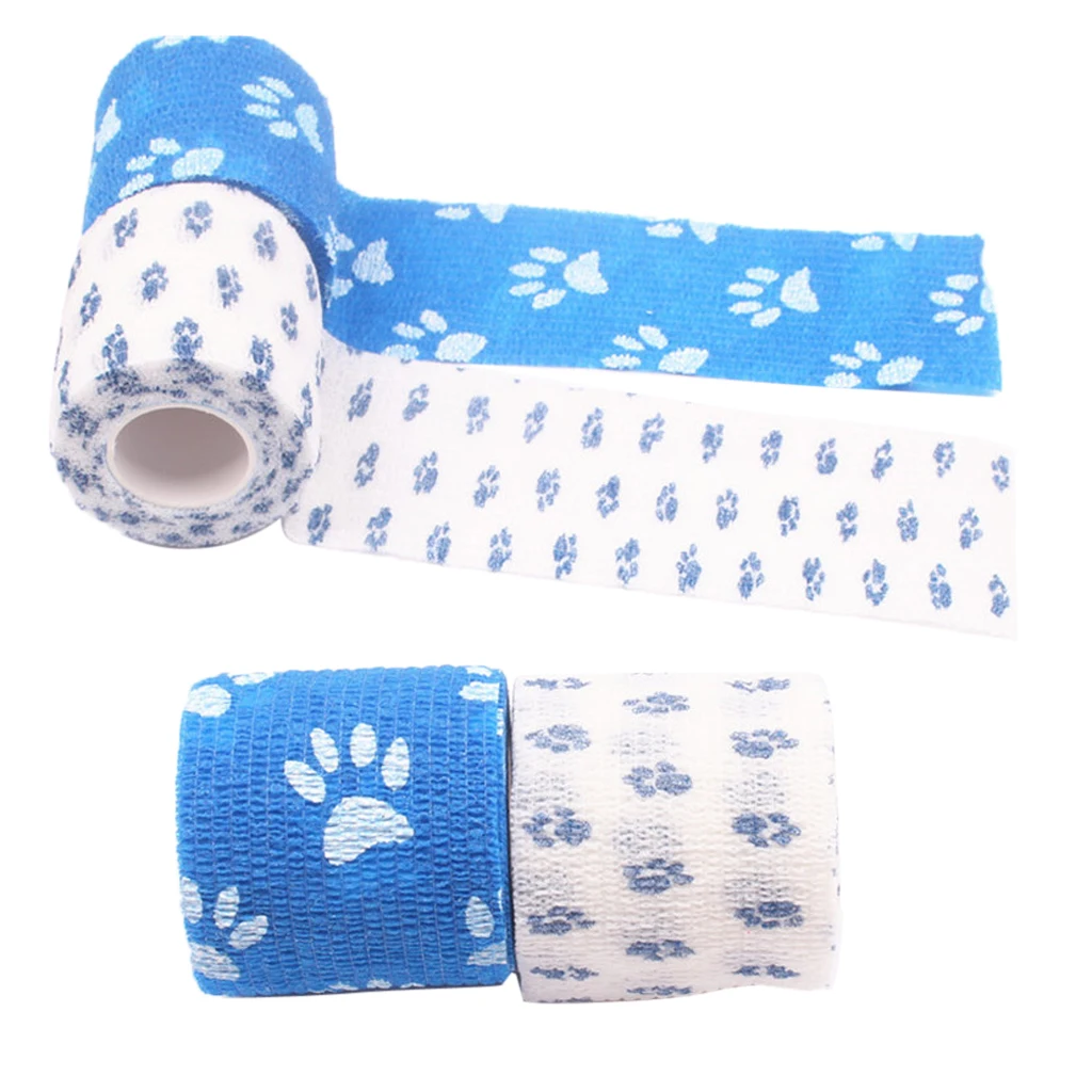 4Pcs Outdoor Sports Bandage 5cm 4.5m First Aid Treatment Tapes Kit Elastic Self Adherent Breathable Gauze Tape Pet Bandages