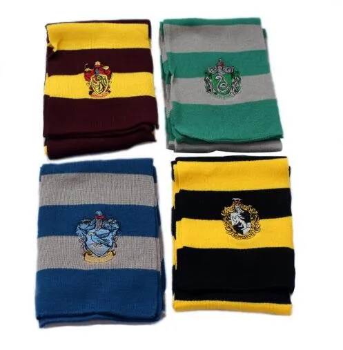 2016 Hot Selling Harry Potter Scarf High quality Gryffindor Hufflepuff Slytherin Knit Scarves Cosplay Costume Gift for Teenagers