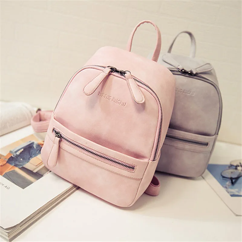 

Small Women Backpack Solid Student Mini Backpack Fashion Casual PU Ladies Backpacks Candy Color Korea School Style BP0017