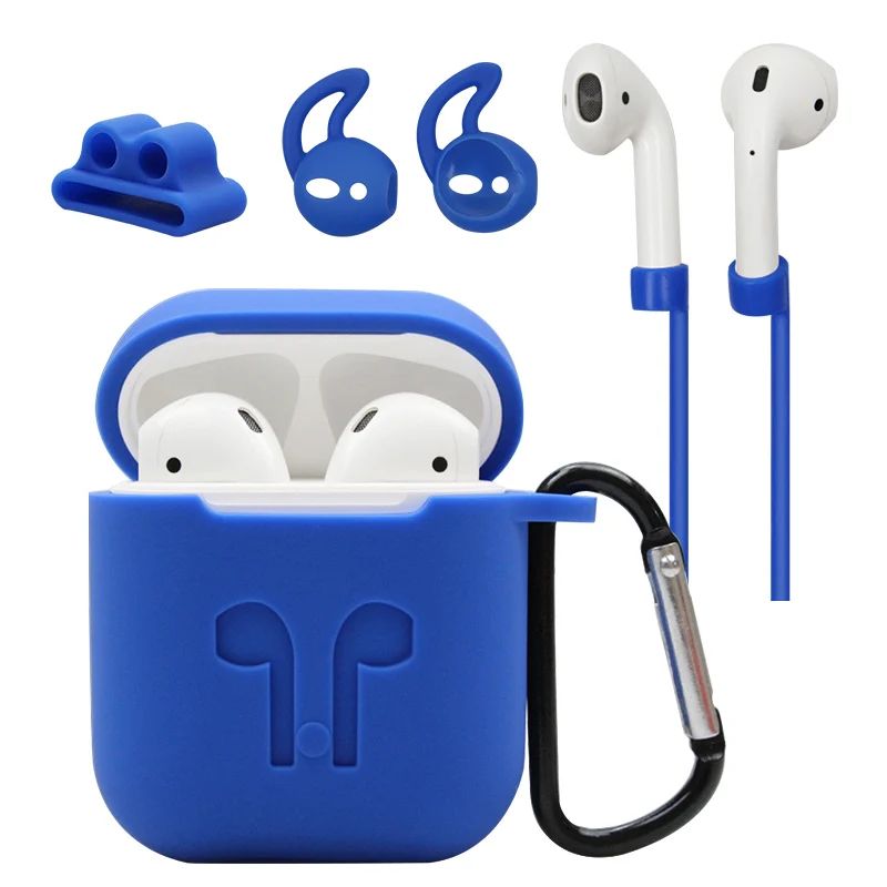 

Soft Silicone Case for Airpods Silicon Case Cover Protective for Airpods Earbuds Case for Portable Earphone 5 in 1 Sets