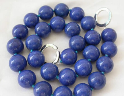 

Miss charm Jew1010 super 14mm round natural lapis lazuli necklace