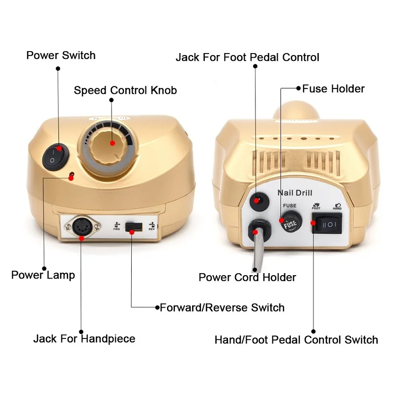 35000 об/мин Электрическая дрель для ногтей, маникюрный набор, напильник, серая ручка для ногтей, машинка, набор с вилкой европейского стандарта,, 100-240 В