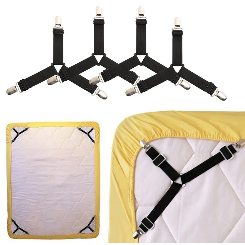 

4 Pcs Elastic Bed Sheet Mattress Cover Covers Grippers Clip Holder Fasteners Slip-Resistant Belt Clips Curtain sofa clip buckle