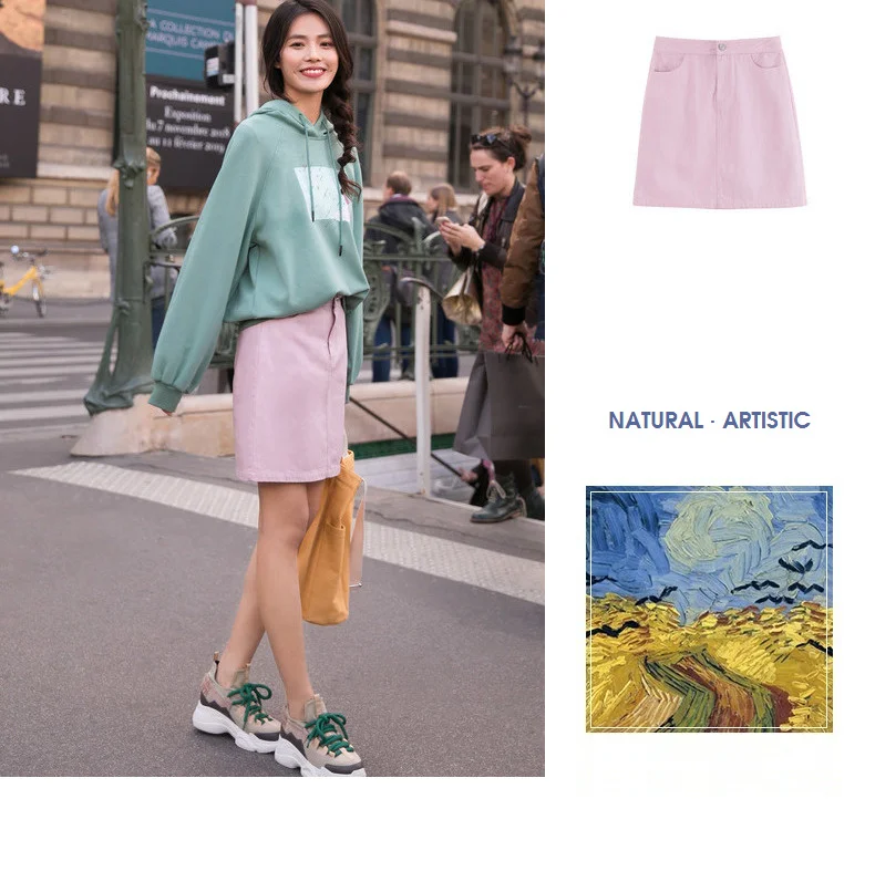 INMAN, весна, Новое поступление, высокая талия, ретро художественный стиль, Корейская Студенческая короткая юбка с подкладкой