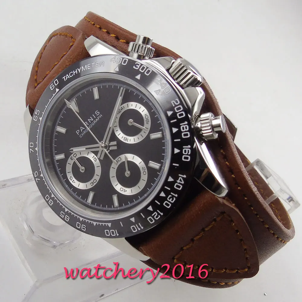 

PARNIS Casual Quartz Watches for Men Black Top Brand Luxury Military Leather Wrist Watch Man Fashion Chronograph Wristwatch