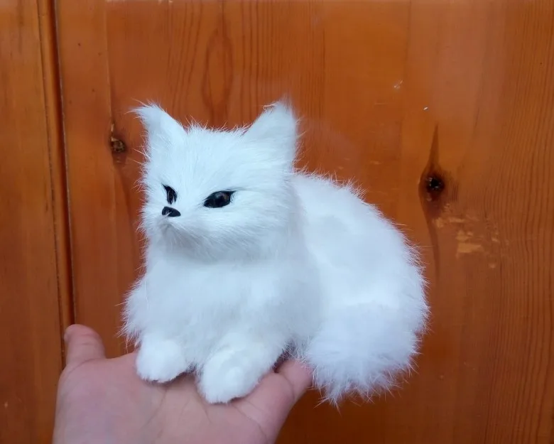 simulation fox about 16x11cm toy lifelike white fox model, home decoration gift t088