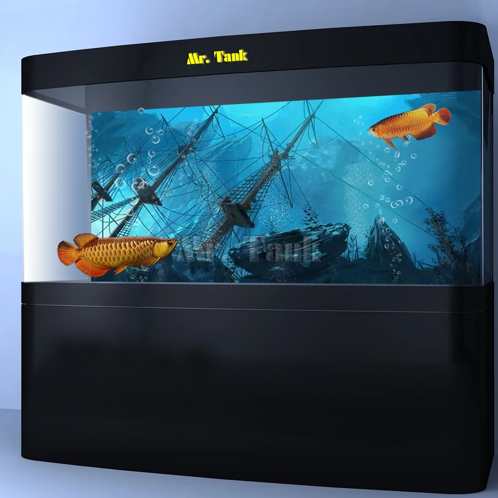 

Mr.Tank Aquarium Background Poster Ocean Seabed Wrecks View Fish Tank Backdrop Sticker Aquarium Decorations Accessories