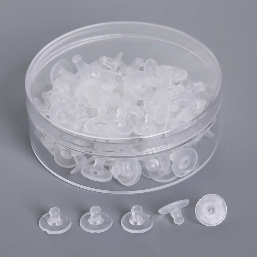 

100-1000pcs/box Plastic Earring Back Stopper Earnuts Stud Plum Bullet Earring Plugs Earring Findings DIY Jewerly Components