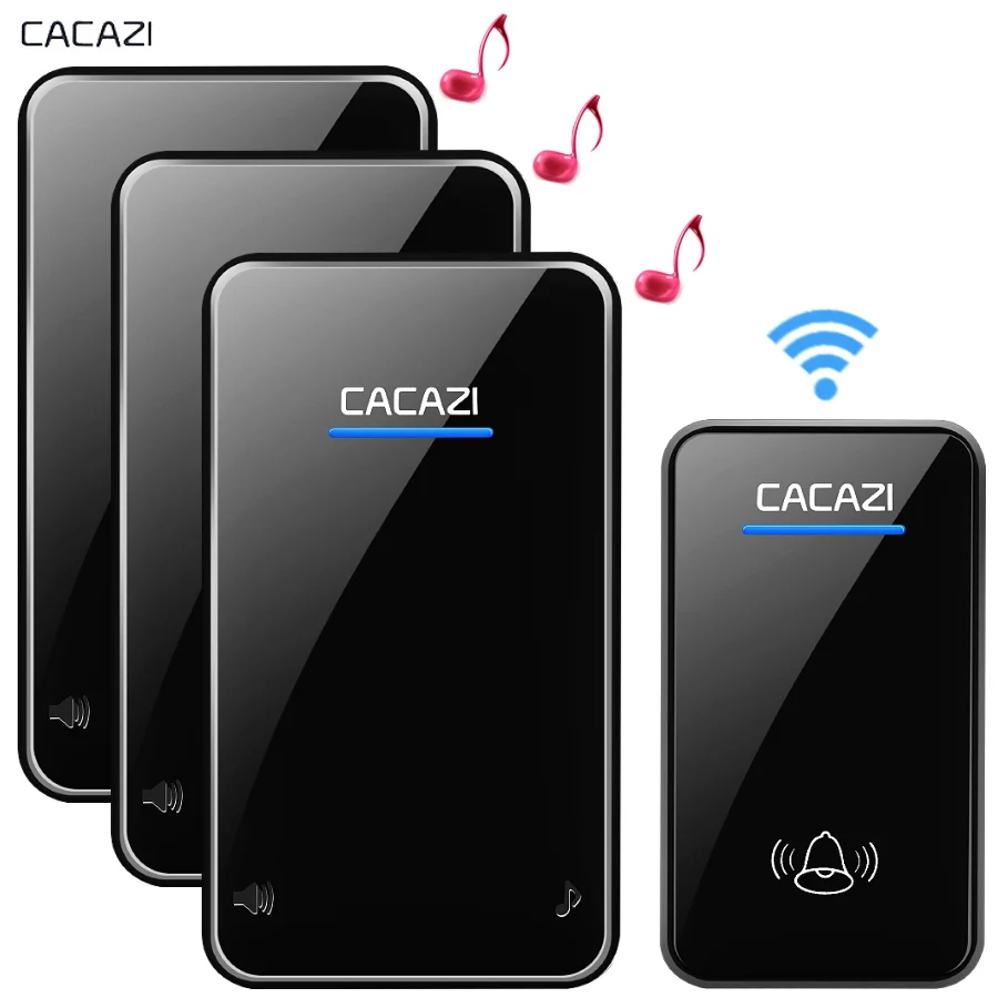 

CACAZI New Wireless Doorbell Waterproof 300M Remote EU AU UK US Plug Door Bell Chime 110V 220V battery 1 transmitter 3 receiver