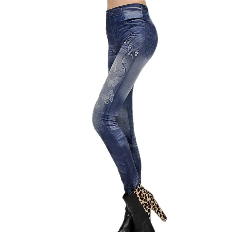 Женские джинсовые узкие брюки с принтом, женские джинсы с эластичной талией, облегающие джинсы для женщин, обтягивающие джинсы с высокой талией