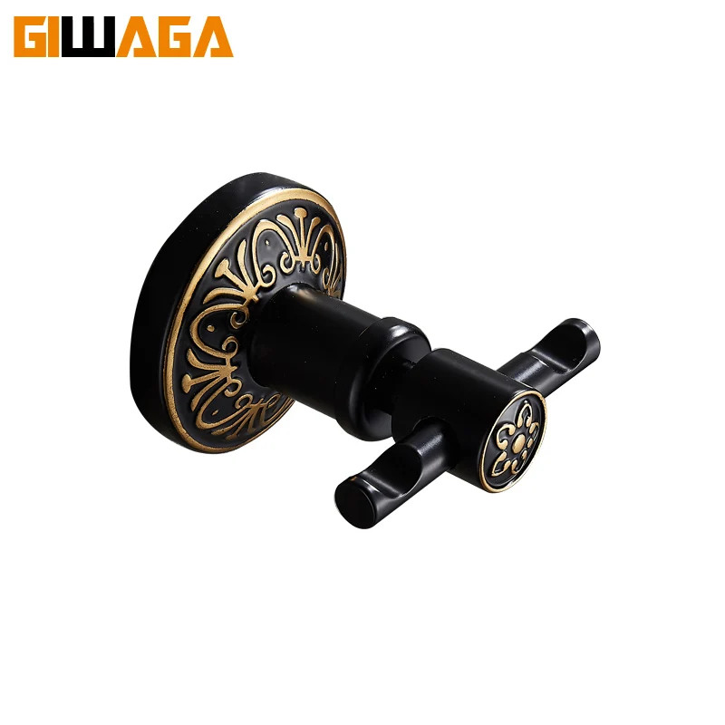 

European Antique Black Robe Hook Aluminum Alloy Classic Clothes Hook Carved Wall Mounted Coat Hook Bathroom Hardware Accessories