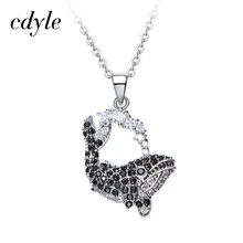 Cdyle cristales de Swarovski colgantes collares mujeres Rhinestone austríaco delfín negro regalo del Día de San Valentín joyería Bijous