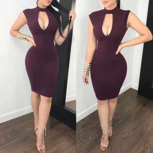

Women arrival Sexy Summer Evening Party Dress Sleeveless Hollow Out Solid Backless Lace Skinny Knee-Length Dress S-XL