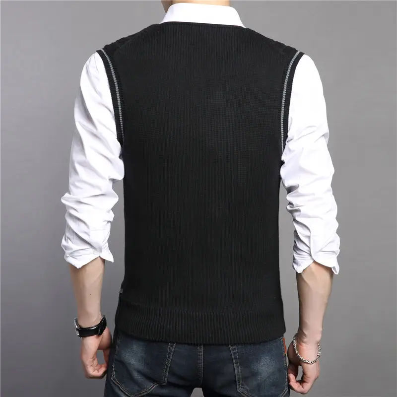 Cncool Wool Vest Men Autumn Winter New Classic V-neck Sleeveless Sweater Men Cotton Knitwear Pull Men Brand Clothing Cncool Wool Vest Men Autumn Winter New Classic V-neck Sleeveless Sweater Men Cotton Knitwear Pull Men Brand Clothing