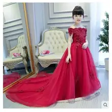 Новинка; высококачественное Кружевное платье-пачка принцессы для маленьких девочек; платье для причастия; многослойные вечерние платья с бантом для свадебного торжества с цветочным узором