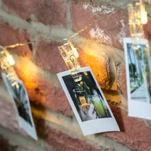 Светодио дный фото клип огни строки Теплый белый фестиваль вечерние свадебные офисные Фея лампы домашние украшения ночные огни