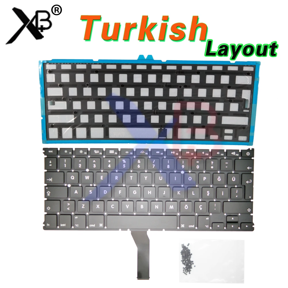 

For A1369 A1466 TR Turkish Turkey Standard keyboard/Backlight Backlit+100pcs keyboard screws For MacBook Air 13.3" A1369 A1466