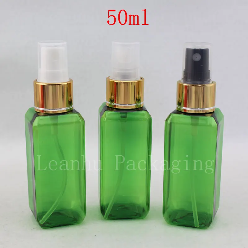 

50ml X 50 Green Perfume Mist Spray Bottle, Makeup setting spray Pump Cosmetic Container Perfumes and Fragrances For Women Empty