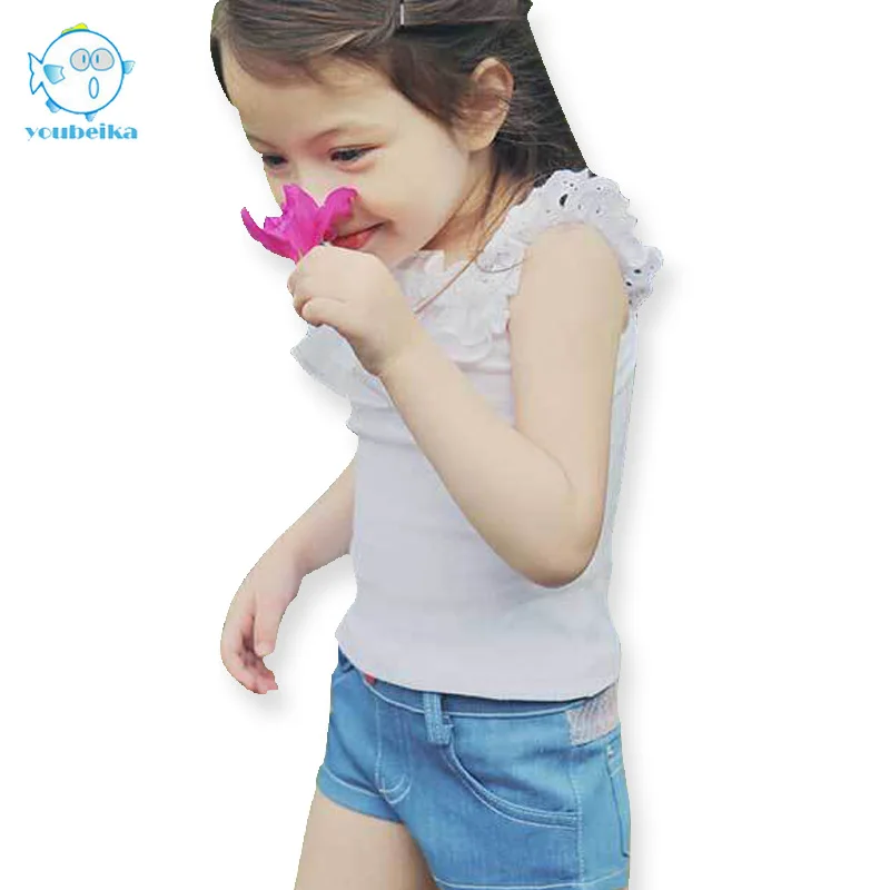 

Baby Girls Clothes Summer 2017 Children Sleeveless Top Cotton And Jeans Shorts For Girls Children Sets Baby Sets Kids Clothes