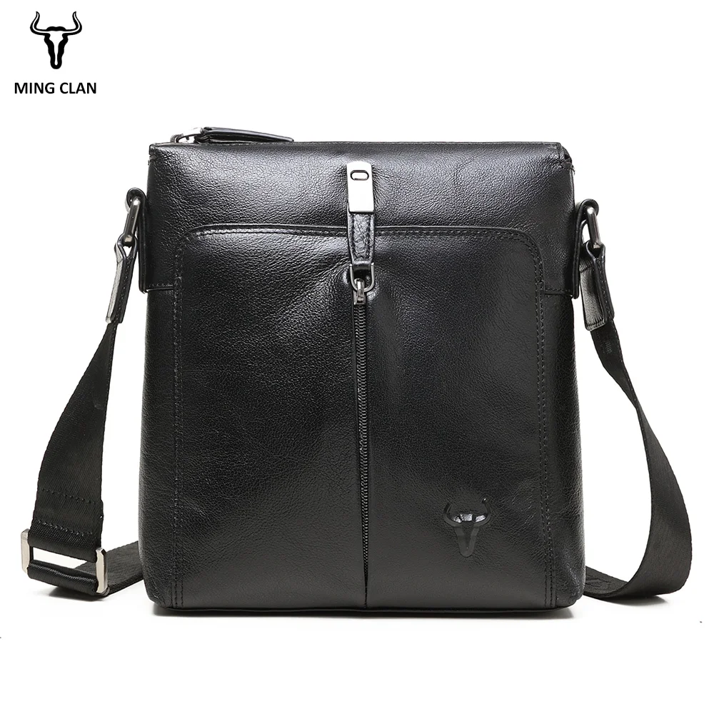 Cowhide Leather Shoulder Bag Luxury Cross Body Bags Versatile Leather Bag Men Business Black ...