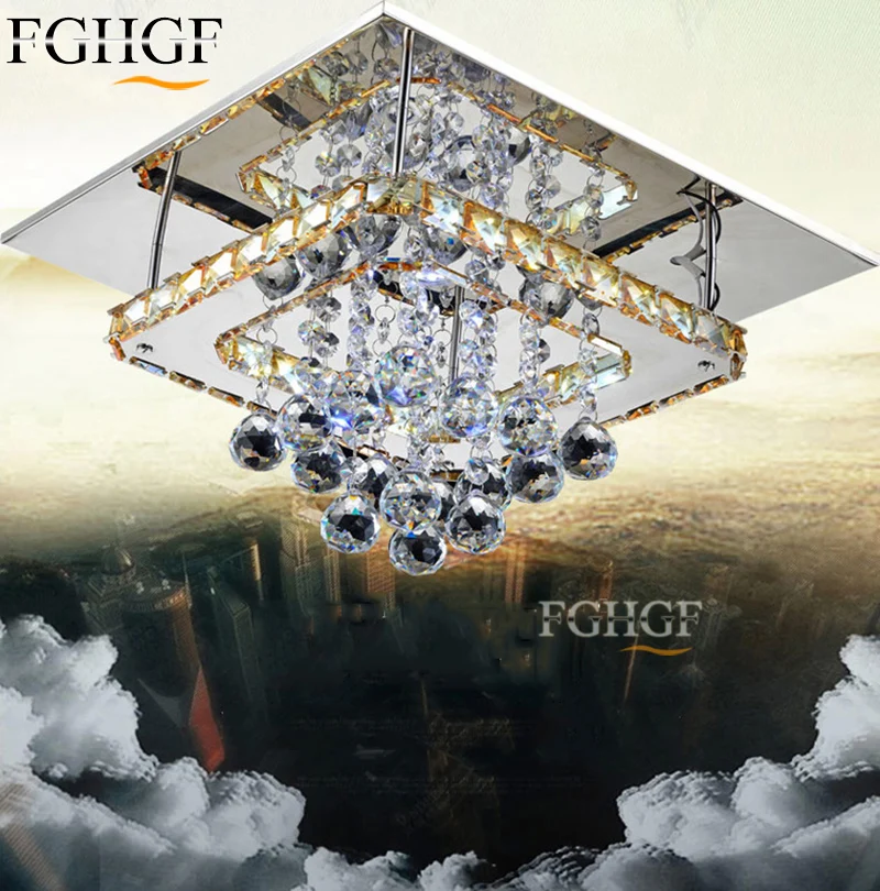 Modern Crystal LED Chandelier LED Diamond Sqaure Lamp Cristal lamparas de tech Flush Mounted Lighting for Living Room Bedroom (1)
