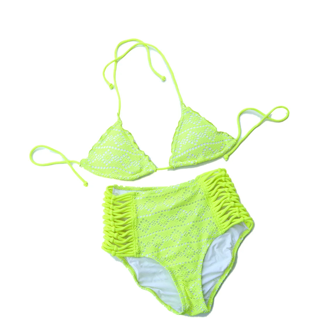 

2019 Triangle Bikinis sets Swim Suit for Women Yellow mesh Bikini Bathing suits Swimwear Swimming Lace Sexy Secret biqini