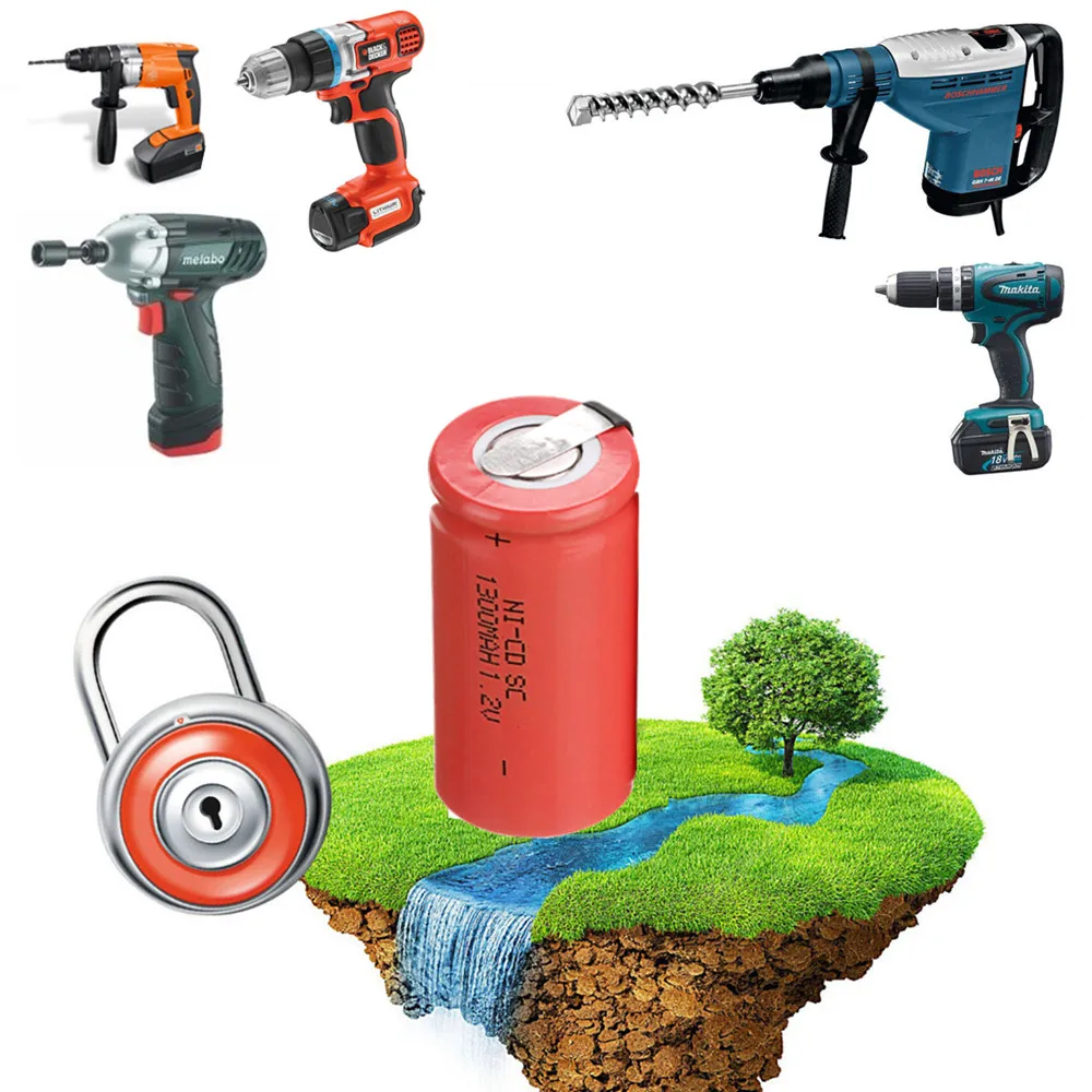 18 шт. SC 1300 мАч 1.2 В аккумулятор nicd аккумуляторные батареи для Makita Bosch B & D Hitachi metabo