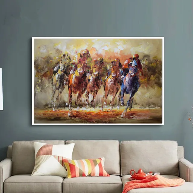 Online Abstract Modern Art Painting Animal Horse Racing Hand Abstract Modern Art Painting Animal Horse Racing Hand Painted Oil Paintings Canvas Home Decoration Wall Picture For Living Room