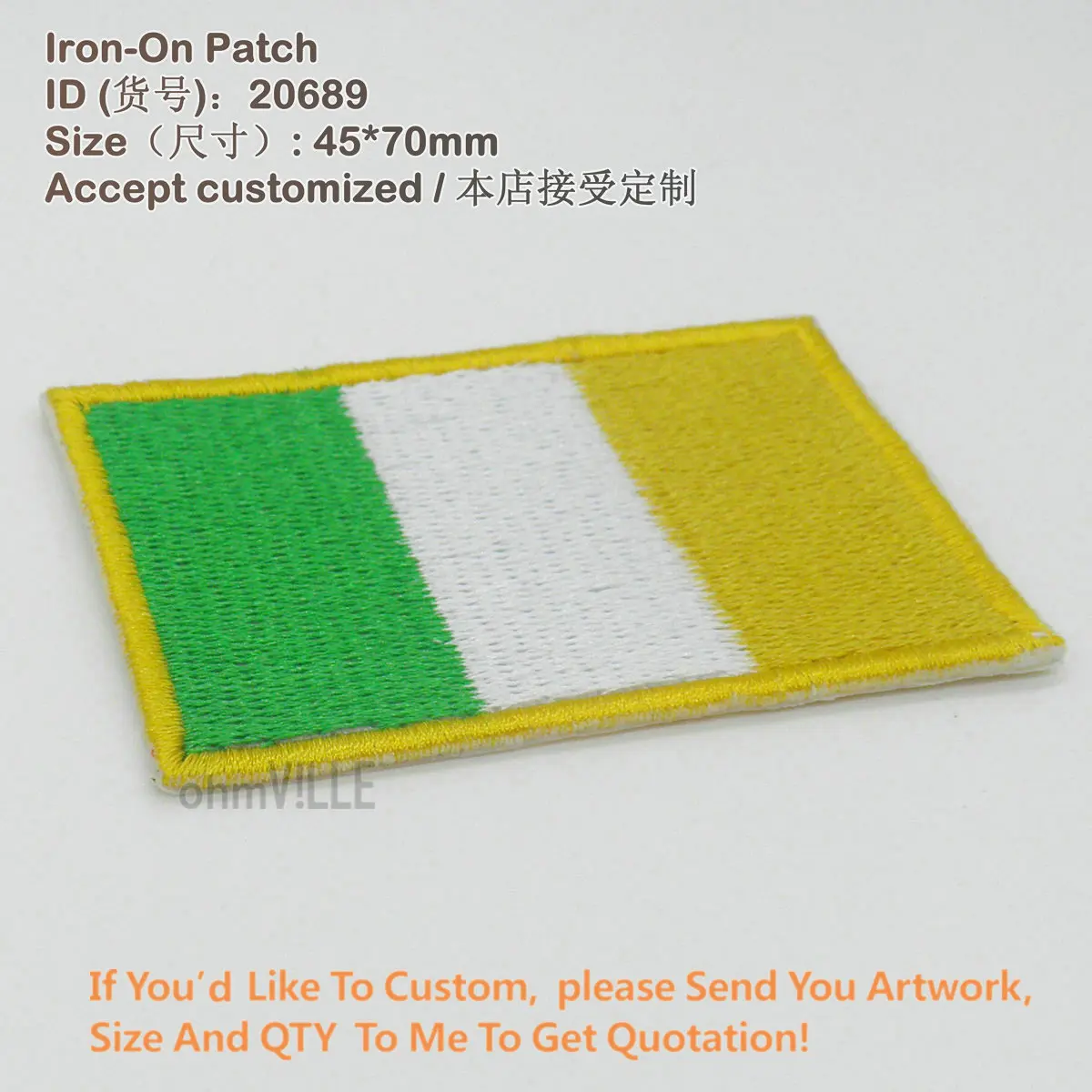 New Ireland Flag Iron on Patch for Clothing Appliques 3D Embroidery