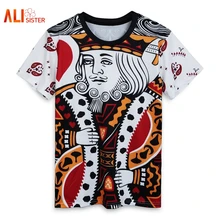 Мужская и женская футболка с 3d принтом в виде игральных карт Harajuku, летняя стильная хип-хоп футболка, одежда Camisa Masculina, размер King Poker, футболки