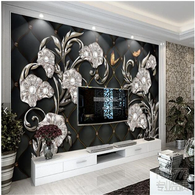 

beibehang Custom wallpaper sold square meter width and length of the calculation of high-end luxury 3D stereo jewelry flowers