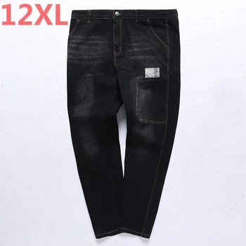 

12XL Men Jeans Large Size Big Pencil Pants Elasticity Hipster Patchwork Trousers Straight 7XL 8XL 9XL Autumn Loose Stretch Jeans