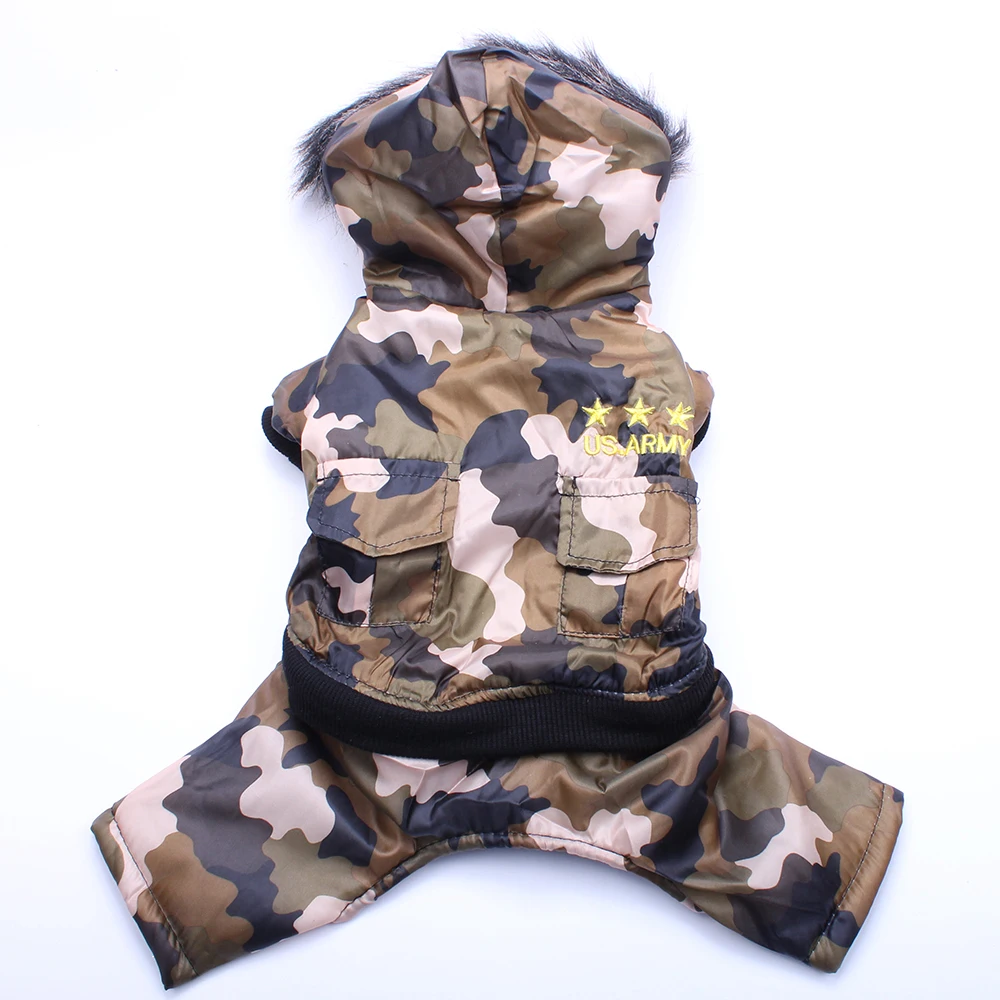 New Pet Dog Camo Coat Jacket Waterproof Hoodie Pet Puppy Winter 4 Leg
