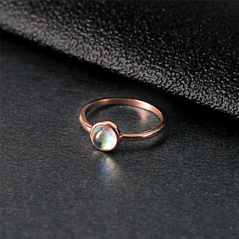 ROXI розового золотого цвета изысканный Бижутерия Мода круглый лунный камень кольцо Шарм anillos mujer обручальное кольцо ювелирные изделия bague