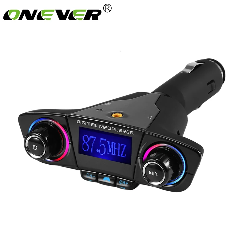 

Onever 1.3 Inch LED Screen FM Transmitter Bluetooth Handsfree Car Kit Car MP3 Audio With Smart Charger 5V 3A Dual USB Charger