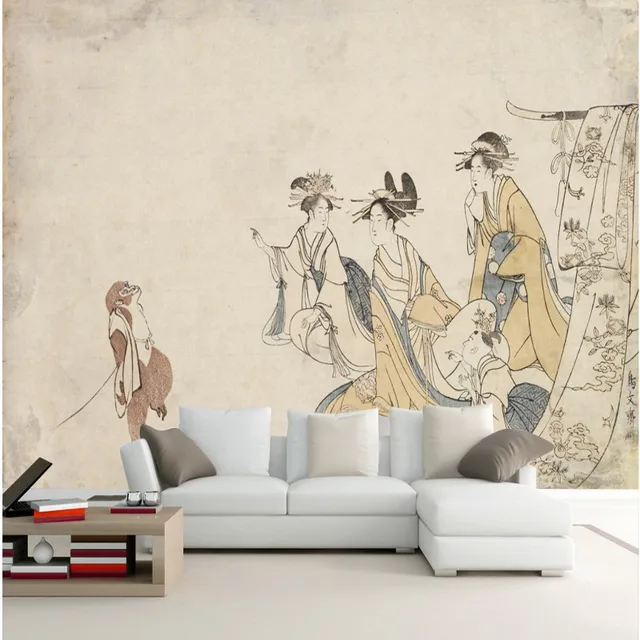 Free Shipping An Ancient Painting Kimono Beauty Monkey Tv Free Shipping An Ancient Painting Kimono Beauty Monkey Tv Backdrop Living Room Mural Wallpaper Home Decoration