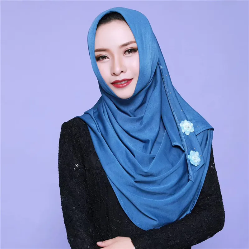 Модный мусульманский Женский платок с капюшоном шаль на голову абайя головной убор Арабский исламский хиджаб алмазные банданы шарфы