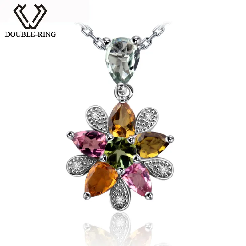 DOUBLE-R синие подвески для женщин турмалин Стерлинговое Серебро 925 пробы ожерелья