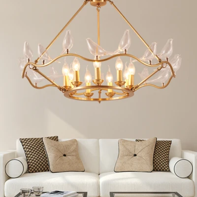 

Creative Bird Copper Chandeliers For living Room Bedroom New Art Deco America Chandelier Modern Led Lighting Fixtures