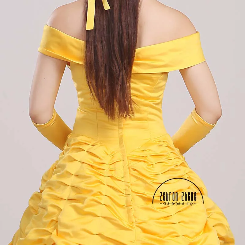 Красота и чудовище Belle золотой костюм для Для женщин для вечеринок для девушек Длинные Платье для косплея COS индивидуальный заказ