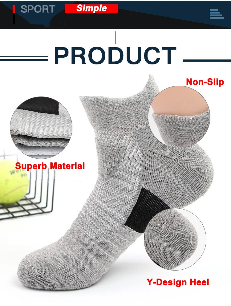 Мужские спортивные носки, впитывающие пот, нескользящие носки для бега, носки-башмачки, Короткие Элитные баскетбольные носки для мужчин